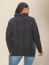 Pull ample décontracté à revers et épaules tombantes pour femme RP0023577